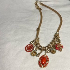 Red and gold statement necklace